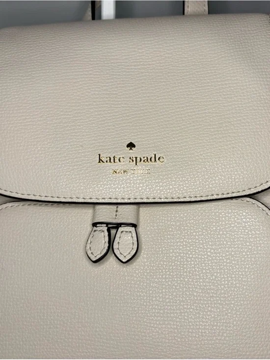 kate spade Cream Pebbled Leather Backpack with Front Pocket - Picture 3 of 16